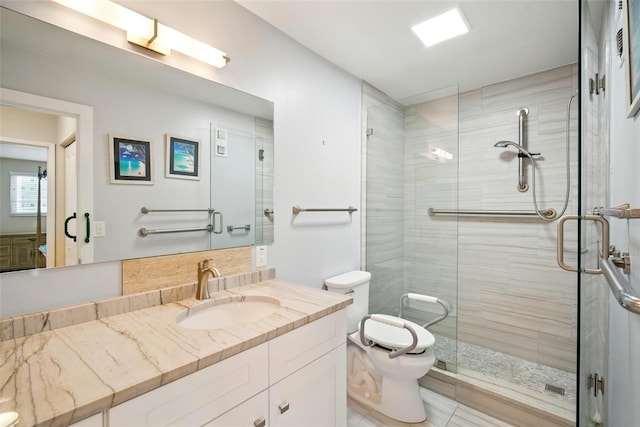 5925 Shore Blvd S Unit 611, Gulfport, FL 33707 - full bathroom with a shower stall, toilet, vanity, and tile patterned flooring