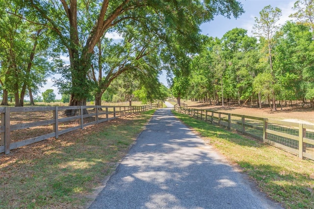 view of street with a rural view