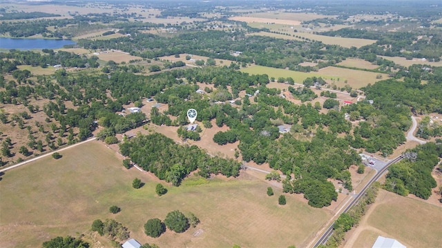 bird's eye view with a water view and a rural view