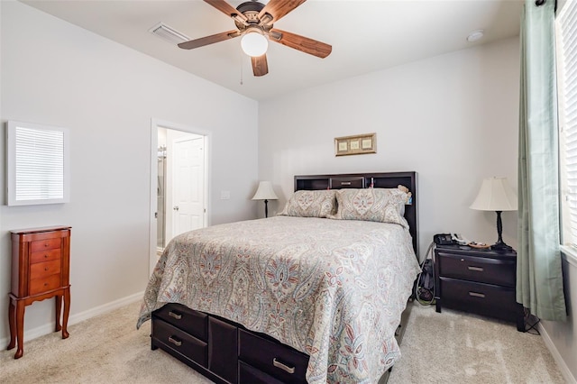 4516 Savannah Holly Pl, Riverview, FL 33578 - bedroom featuring light carpet, a ceiling fan, visible vents, and baseboards