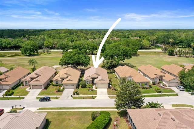bird's eye view with a residential view