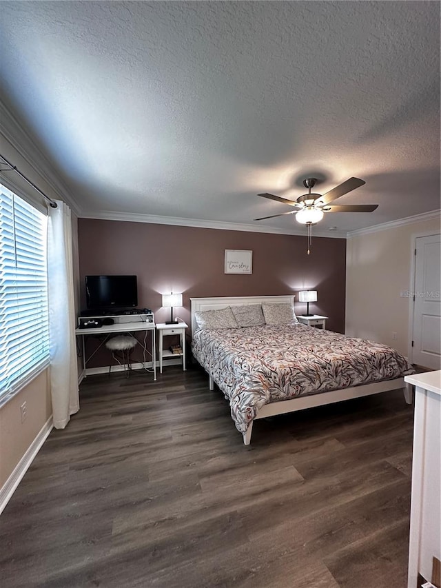 6942 Ripple Pond Loop, Zephyrhills, FL 33541 - bedroom featuring baseboards, dark wood-style flooring, and a textured ceiling