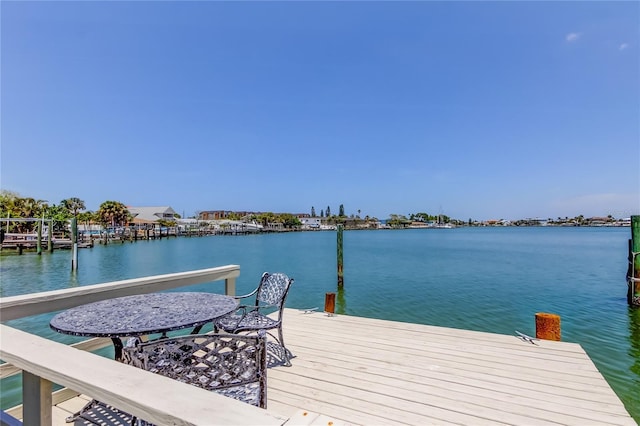 dock area featuring a water view