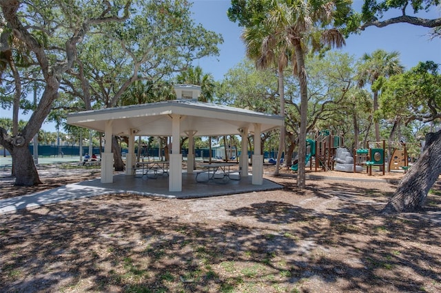 surrounding community featuring playground community and a gazebo