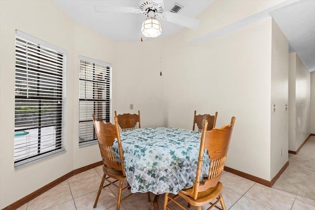 3808 Hollow Wood Dr, Valrico, FL 33594 - dining space with plenty of natural light, a ceiling fan, and light tile patterned floors