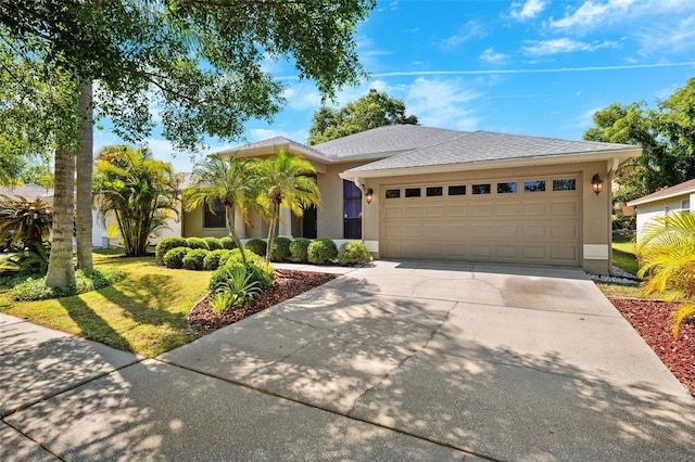 1118 Captains Way, Tarpon Springs, FL 34689 - view of front of property with concrete driveway, stucco siding, an attached garage, and a front lawn