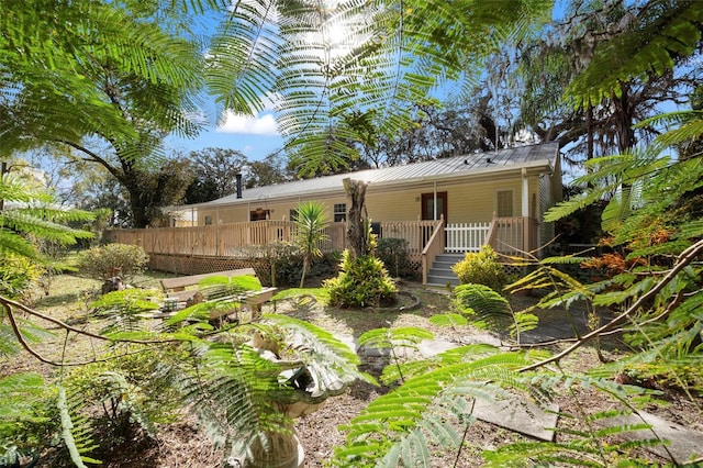 13015 Elm St, Odessa, FL 33556 - rear view of property with covered porch and metal roof