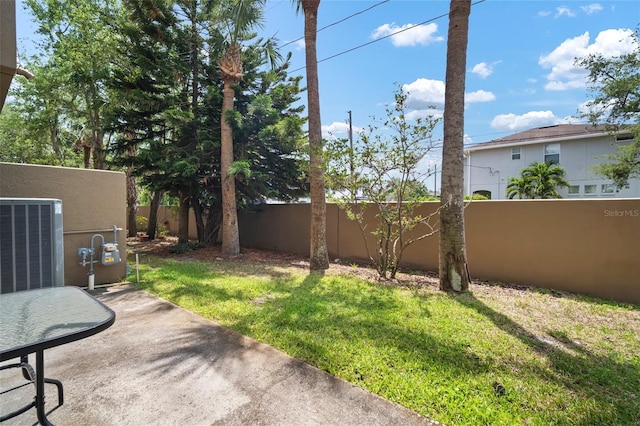3056 Pointeview Dr, Tampa, FL 33611 - view of yard featuring a patio, a fenced backyard, and cooling unit