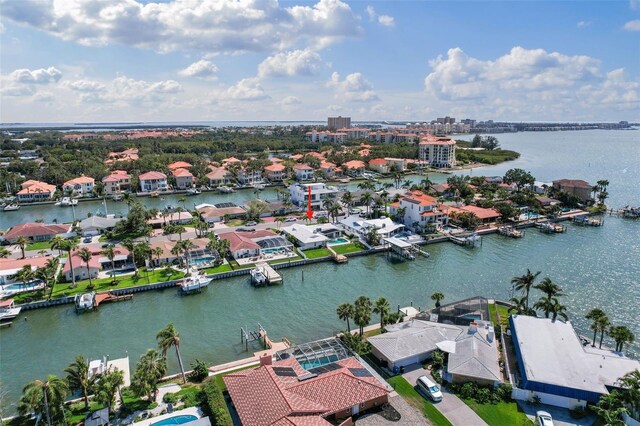 4333 48th Ave S, Saint Petersburg, FL 33711 - drone / aerial view featuring a residential view and a water view