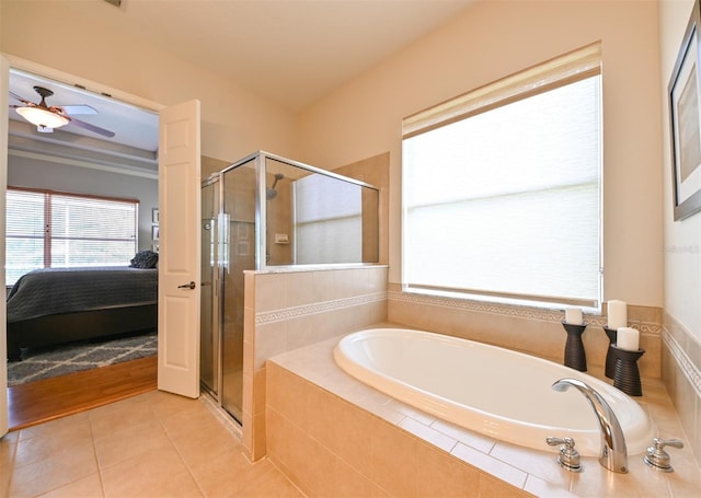 3254 Grassglen Pl, Wesley Chapel, FL 33544 - full bathroom featuring ensuite bath, a garden tub, a stall shower, and tile patterned floors