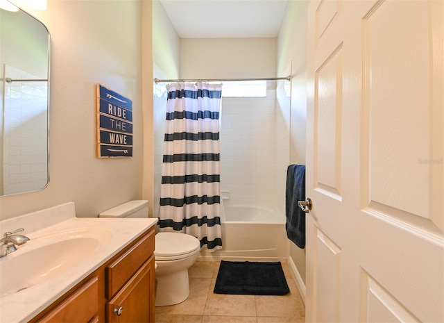 3254 Grassglen Pl, Wesley Chapel, FL 33544 - bathroom featuring vanity, tile patterned flooring, and shower / bath combo with shower curtain