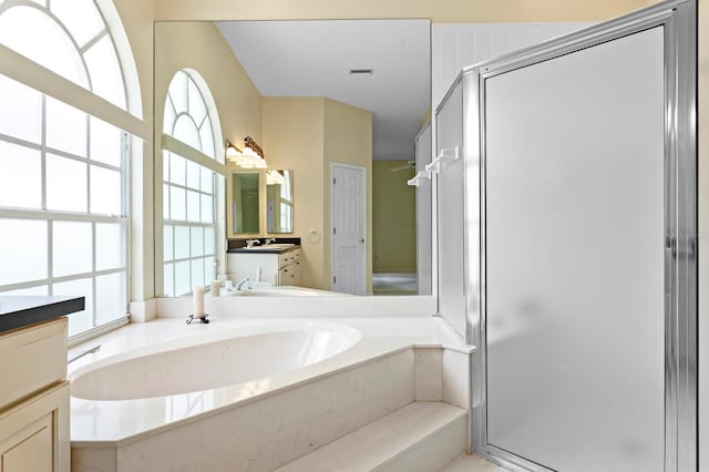 15314 Sherwood Forest Dr, Tampa, FL 33647 - full bath with a stall shower, a bath, and vanity