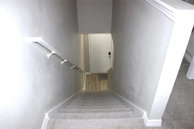 staircase with carpet