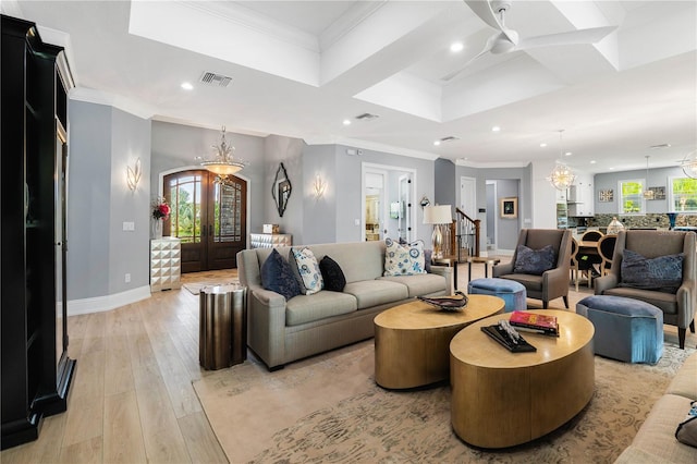 17305 Ballmont Park Dr, Odessa, FL 33556 - living area featuring recessed lighting, visible vents, baseboards, and light wood-style floors
