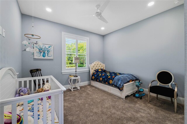 17305 Ballmont Park Dr, Odessa, FL 33556 - carpeted bedroom with recessed lighting, a ceiling fan, and baseboards