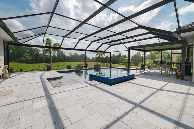 17305 Ballmont Park Dr, Odessa, FL 33556 - view of patio / terrace with an outdoor pool, a lanai, and a hot tub