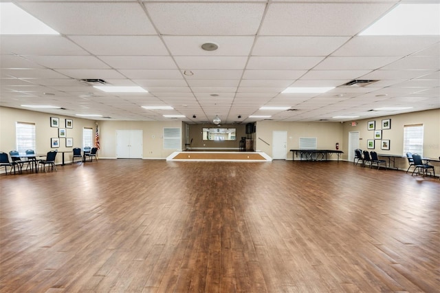 9723 Rolling Cir, San Antonio, FL 33576 - misc room with visible vents, a drop ceiling, and wood finished floors