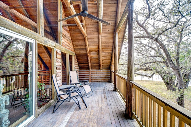 4126 Burrows Rd, Zephyrhills, FL 33542 - wooden terrace featuring a ceiling fan