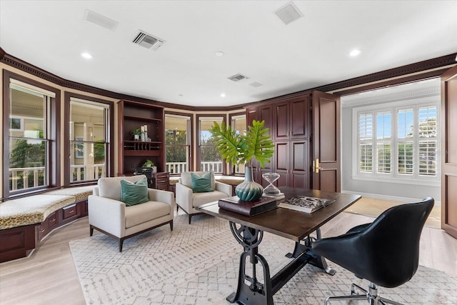 429 St Andrews Dr, Belleair, FL 33756 - office space featuring light wood finished floors, recessed lighting, and ornamental molding