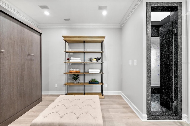 429 St Andrews Dr, Belleair, FL 33756 - living area with light wood-style flooring, ornamental molding, baseboards, and recessed lighting
