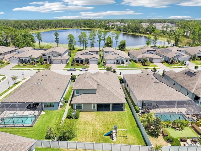 1741 Cherry Walk Rd, Lutz, FL 33558 - birds eye view of property with a residential view and a water view