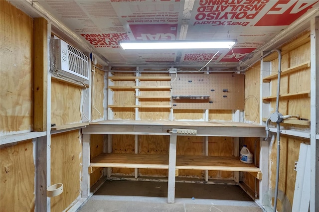 storage area with a wall unit AC