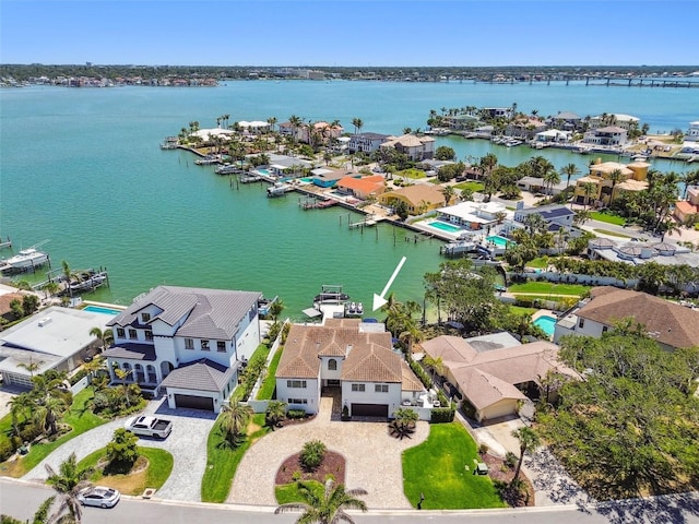 2233 Donato Dr, Belleair Beach, FL 33786 - aerial view featuring a water view and a residential view