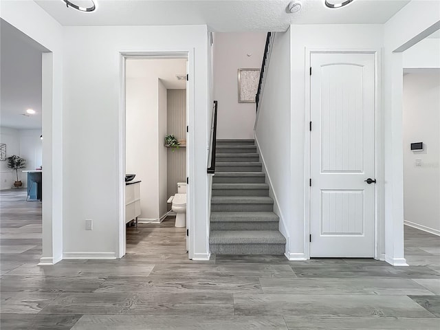 17683 Ramble On Way, Land O Lakes, FL 34638 - stairs featuring baseboards and wood finished floors