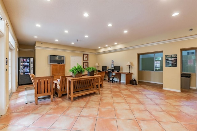 2400 Feather Sound Dr Unit 735, Clearwater, FL 33762 - living room with recessed lighting, baseboards, and light tile patterned floors
