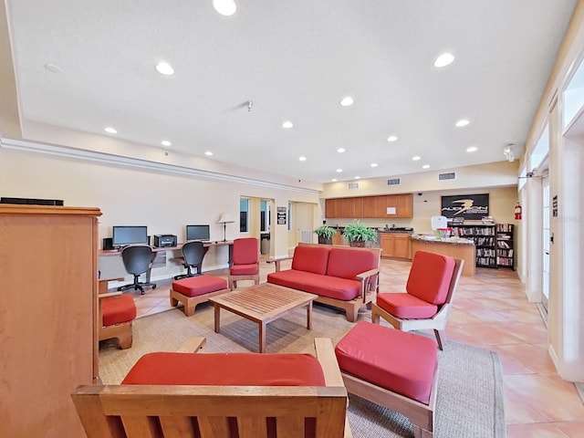 2400 Feather Sound Dr Unit 735, Clearwater, FL 33762 - living area featuring recessed lighting, visible vents, and light tile patterned floors