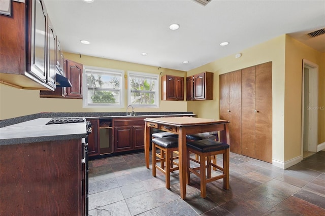 4100 1st Ave S, Saint Petersburg, FL 33711 - kitchen featuring recessed lighting, visible vents, a sink, and stone tile floors