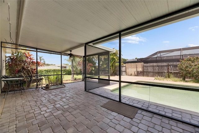 view of unfurnished sunroom