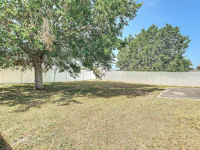 view of yard with a fenced backyard