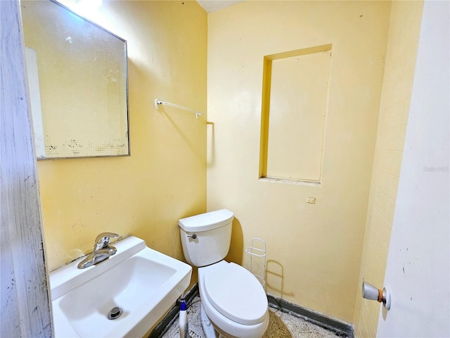 half bath featuring toilet and a sink