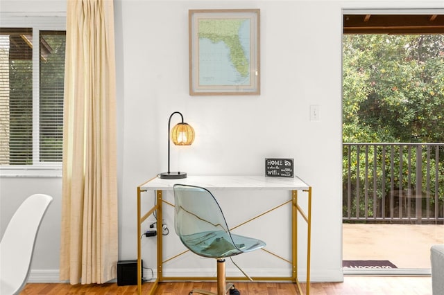 interior space with wood finished floors