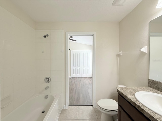 13181 Royal Pines Ave, Riverview, FL 33579 - full bathroom featuring shower / washtub combination, vanity, tile patterned flooring, toilet, and baseboards