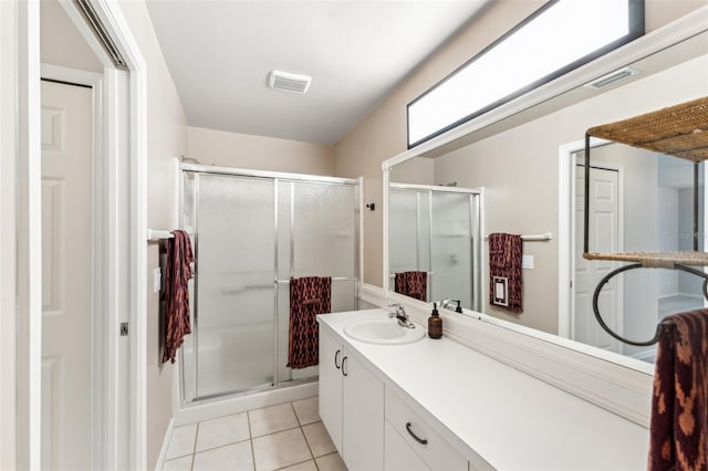 926 SW 37th St, Cape Coral, FL 33914 - bathroom featuring visible vents, tile patterned flooring, and a shower stall