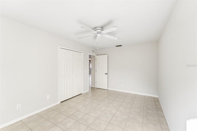 926 SW 37th St, Cape Coral, FL 33914 - spare room featuring baseboards, ceiling fan, light tile patterned flooring, and visible vents