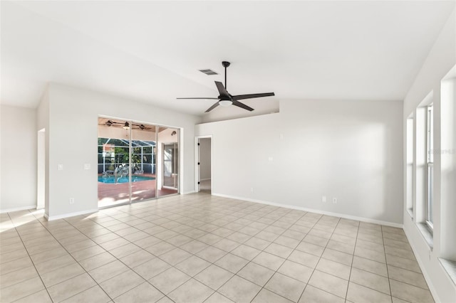 926 SW 37th St, Cape Coral, FL 33914 - spare room with baseboards, ceiling fan, visible vents, and light tile patterned floors