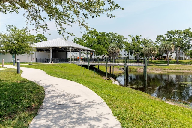 2457 Ecuadorian Way Unit 63, Clearwater, FL 33763 - view of community with a gazebo, a water view, and a lawn