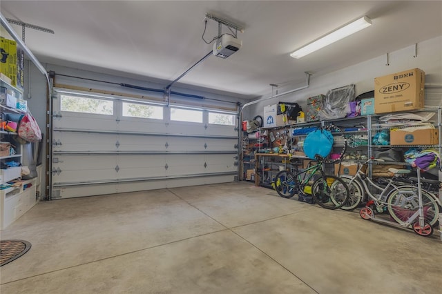 garage with a garage door opener