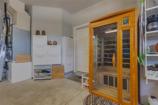 interior space featuring concrete floors