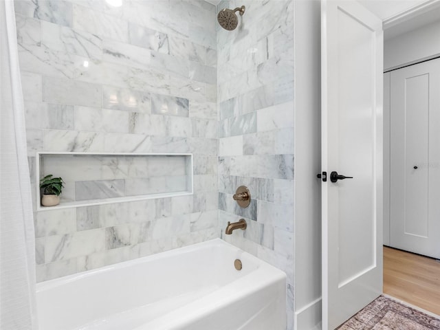 full bathroom with wood finished floors