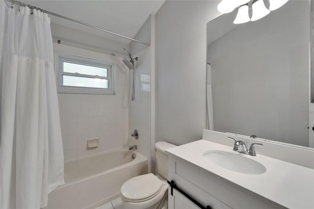 11932 Whisper Creek Dr, Riverview, FL 33569 - full bathroom featuring toilet, shower / bath combination with curtain, and vanity