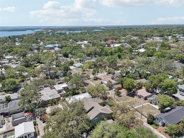 aerial view with a residential view and a water view