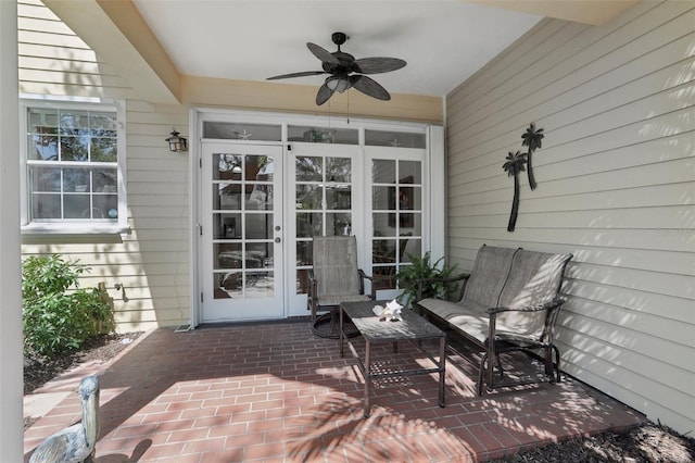 view of patio / terrace with a ceiling fan