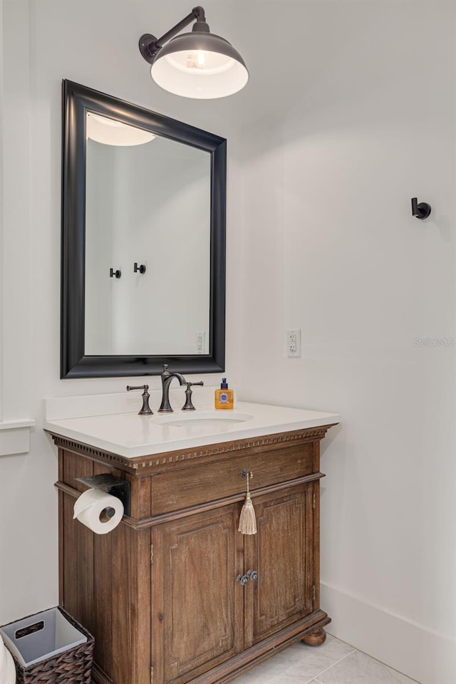 bathroom featuring vanity and tile patterned flooring
