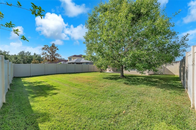 view of yard featuring a fenced backyard