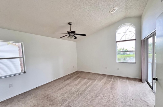 114 Clays Trl Unit 114, Oldsmar, FL 34677 - carpeted empty room featuring lofted ceiling, ceiling fan, a textured ceiling, and baseboards