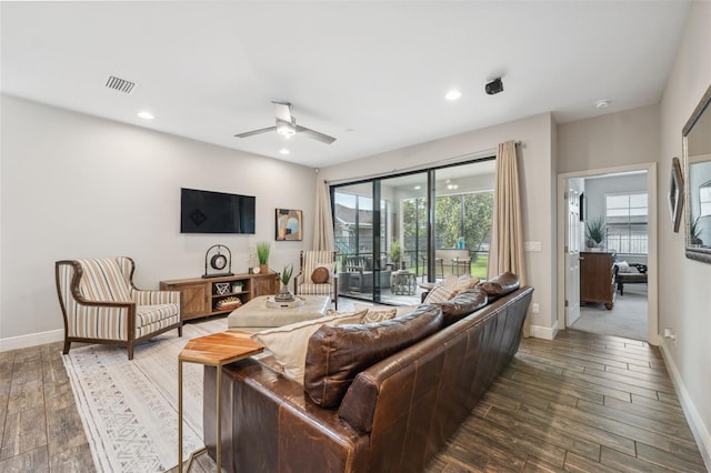 17537 Brighton Lake Rd, Land O Lakes, FL 34638 - living room with a healthy amount of sunlight, recessed lighting, and visible vents